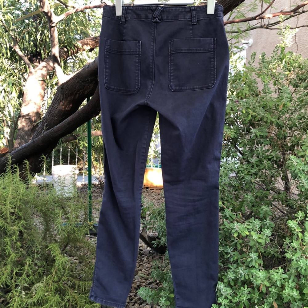 Lucky Brand twill navy blue pants with zippers - Picture 5 of 8